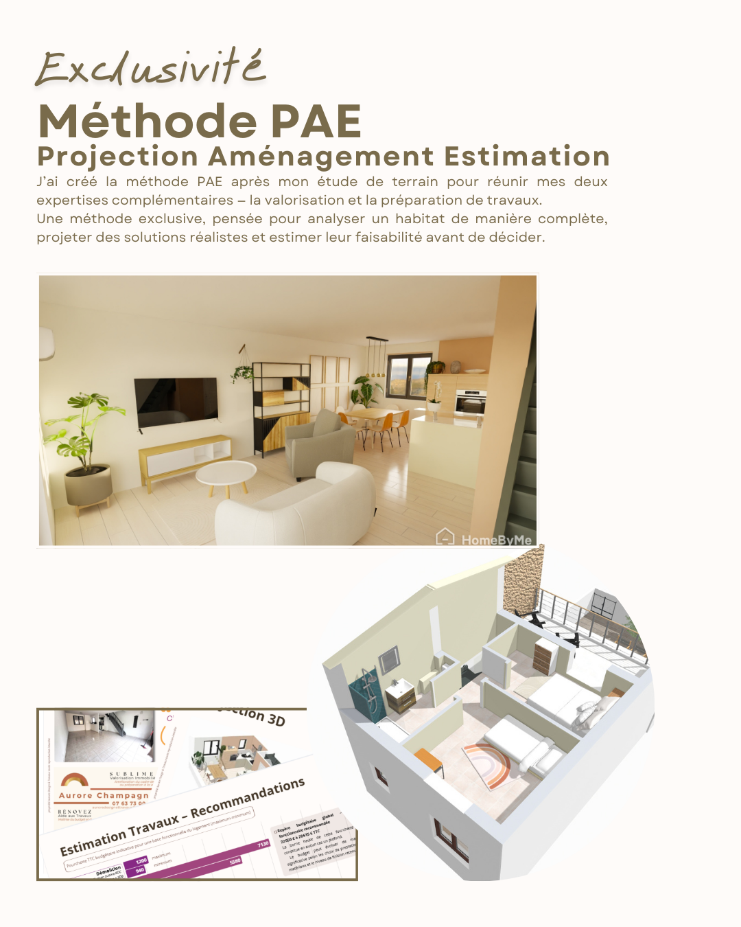 illustration de la methode PAE combinant projection amenagement et estimation travaux pour aider acheteurs et vendeurs de biens a travaux a prendre des decisions claires